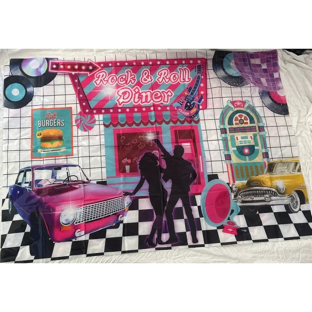 Back to 50s Theme Background Birthday Party Background 4x5 Feet